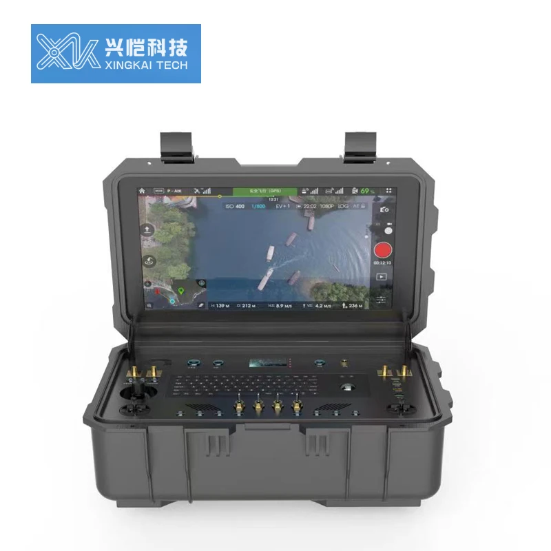 RC Videos Drone Control Ground Control Station With High Brightness Screen With Remote Control System Video Telemetry RC Link fpv rc video controller gcs with 7 inch hd screen displays integrated with remote control video telemetry rc link for drones uas