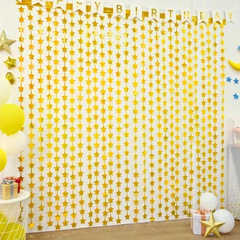 1 Pezzo Tenda di Frange Dorate a Stella per Sfondo Festa, Striscione per Compleanno, Matrimonio, Addio al Nubilato, Natale