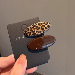 Glossy Leopard Print Plaid Hair Clips - Retro High - End Duckbill Hair Accessory (Style 01)