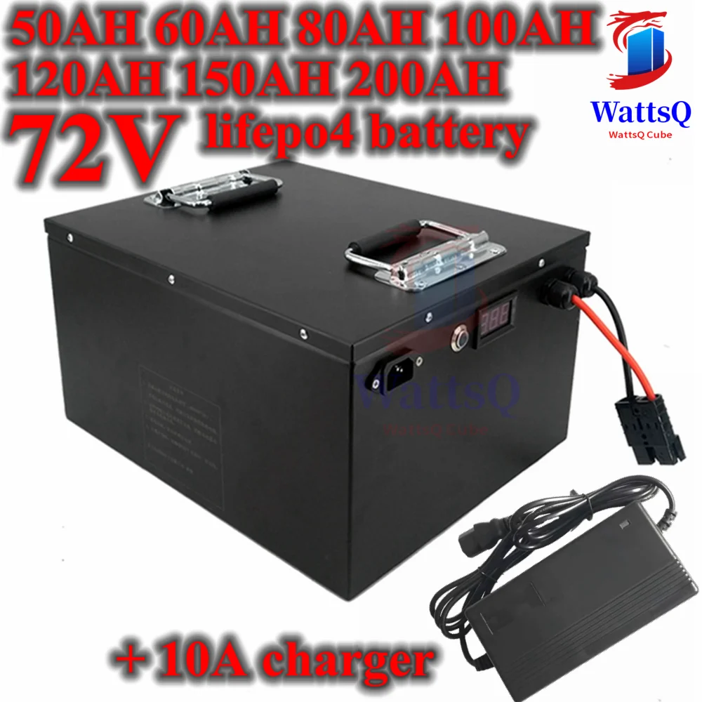 

lithium 80Ah 72V 100Ah 200Ah 120Ah 150Ah lifepo4 battery BMS deep cycle for 7000W scooter Motorcycle inverter + 10A charger