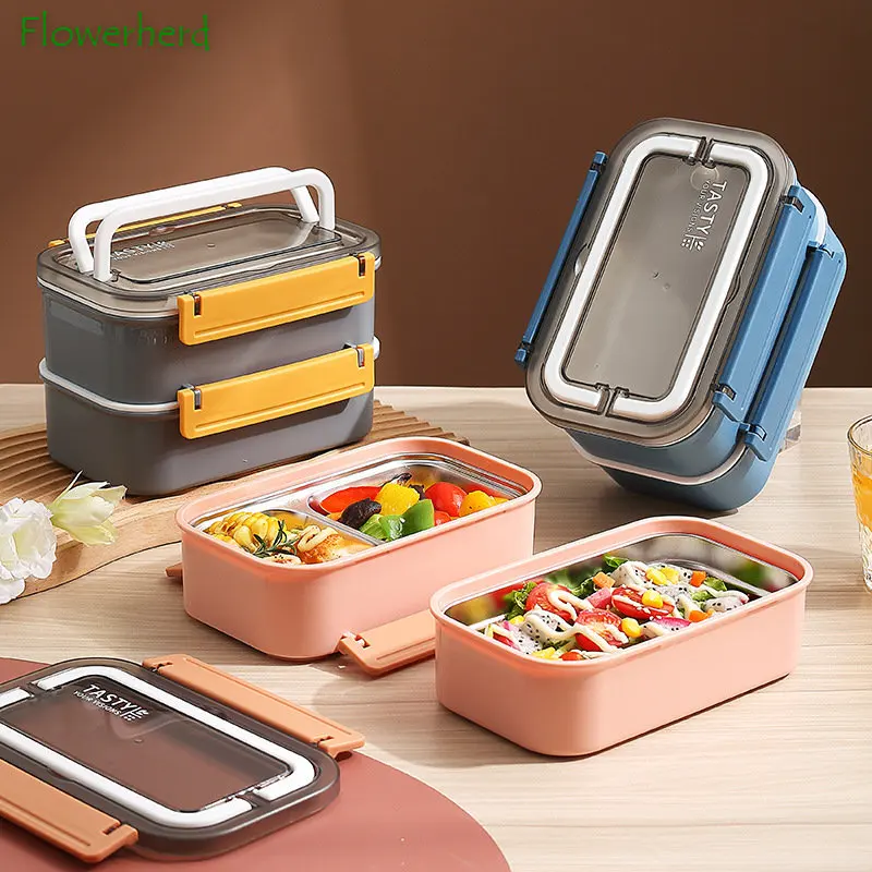 Bento Lunch Box for Kids Adult 4/2 Compartment with Handle Portable  Stainless Steel Lunch Container BPA-Free Leakproof Bento Box - AliExpress