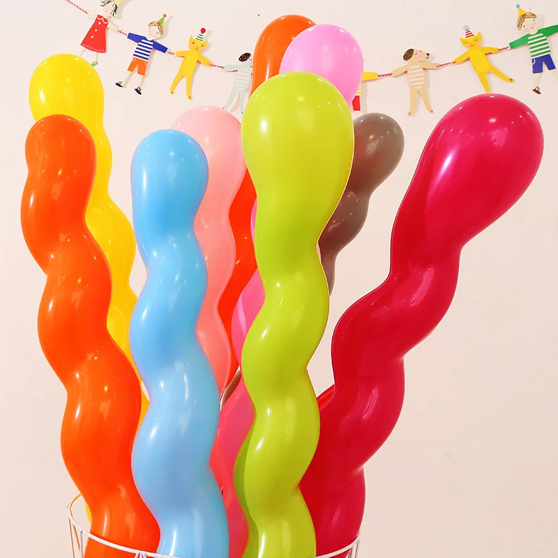 50/100pcs Balloon Long Strip Spiral Style Color Latex Gathering Party Birthday Wedding Decoration Balloon Design Inflator TMZ