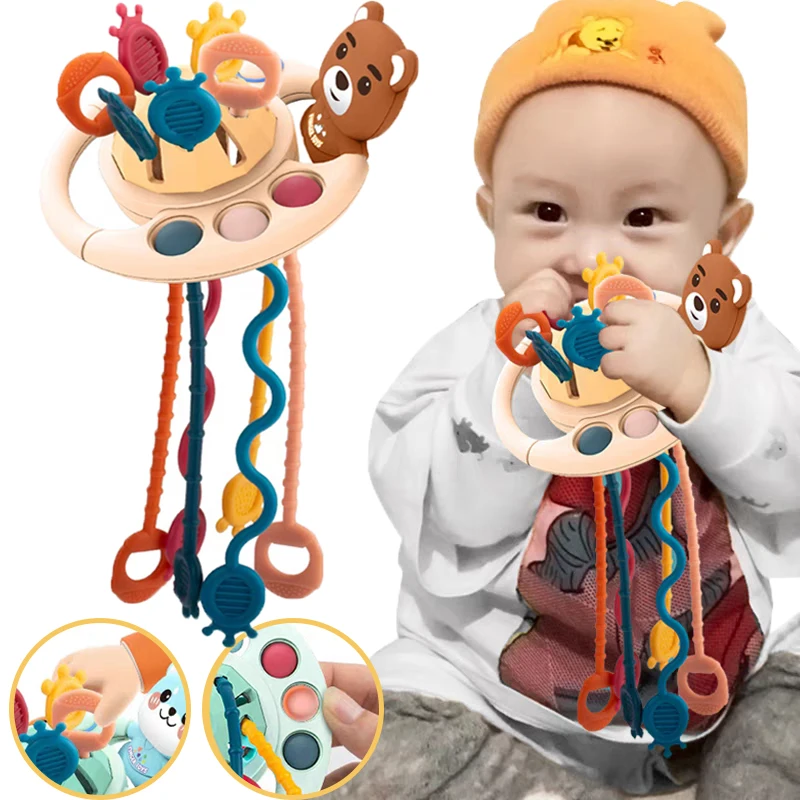 

Finger Pull String Cartoon Toys for 6 12 Months Baby's Sensory Development Educational Teething Fidget Activity Toys Babies