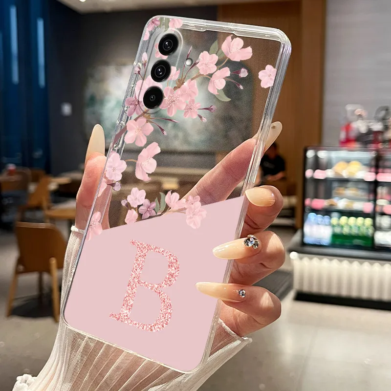 Pretty Floral Letter Design Transparent Soft Silicone Phone Case - Slim Back Cover Bumper