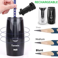 Tenwin Electric Auto Pencil Sharpener Safe Student Helical Steel Blade Sharpener for Artists Kids Adults Colored Pencils 1
