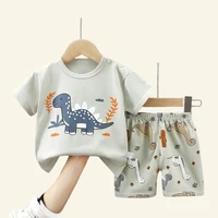 Fashion Kids Clothes Boys Girls Sets Top Shorts 2PCS 100% Cotton Soft Summer Children Baby Cloths T-shirt Shorts Toddler Suit 1