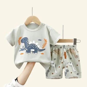 Fashion Kids Clothes Boys Girls Sets Top Shorts 2PCS 100% Cotton Soft Summer Children Baby Cloths T-shirt Shorts Toddler Suit