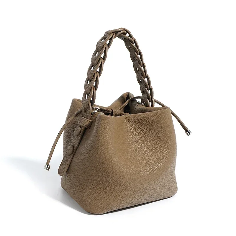 حقيبة دلو جديدة من الجلد الطبيعي حقيبة كتف أنيقة م...