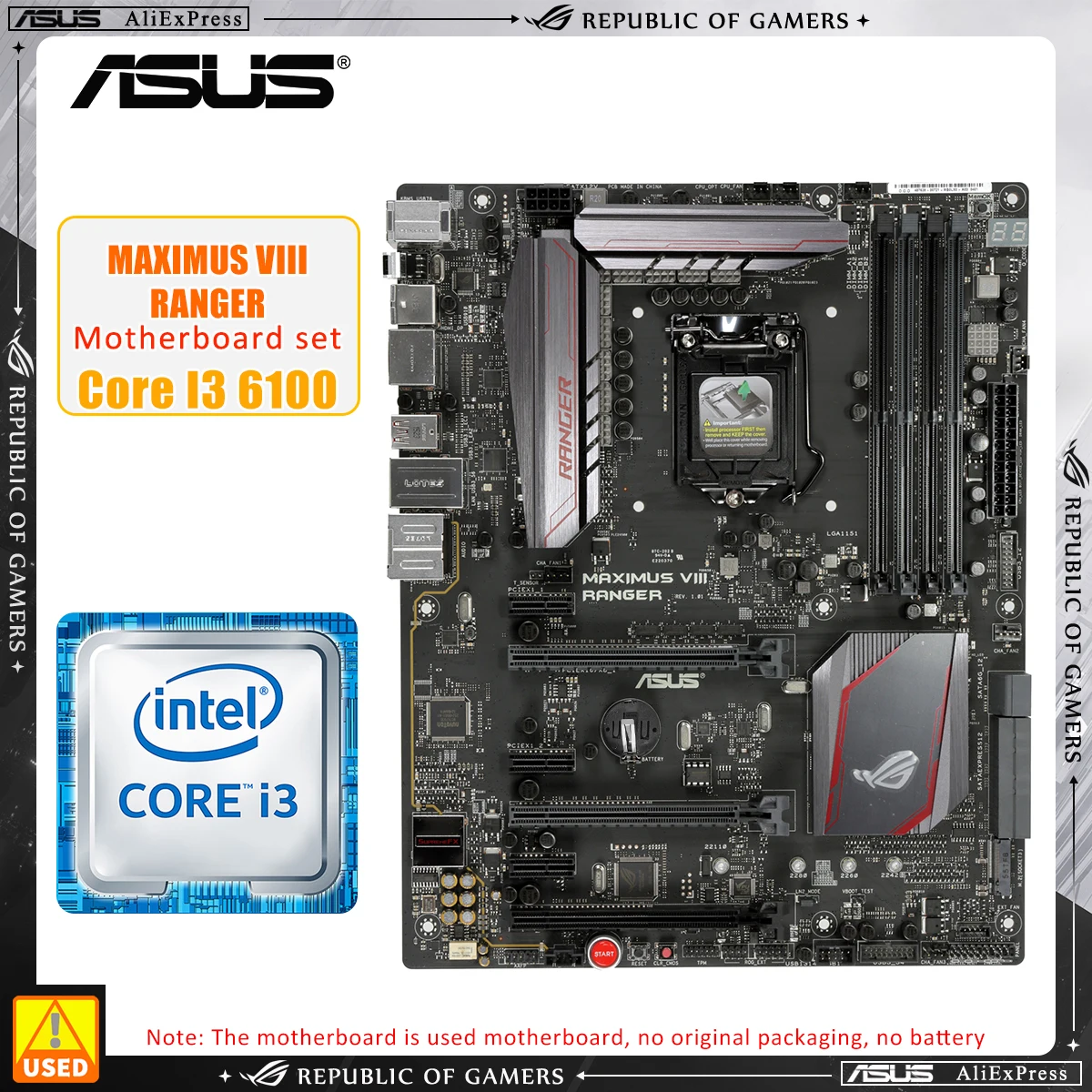 Kit Scheda Madre Asus Rog Maximus Viii Ranger + I3 6100 Con Chipset Intel Z170 La Presa Lga1151 Supporta Core I7/I5/I3/Pentium