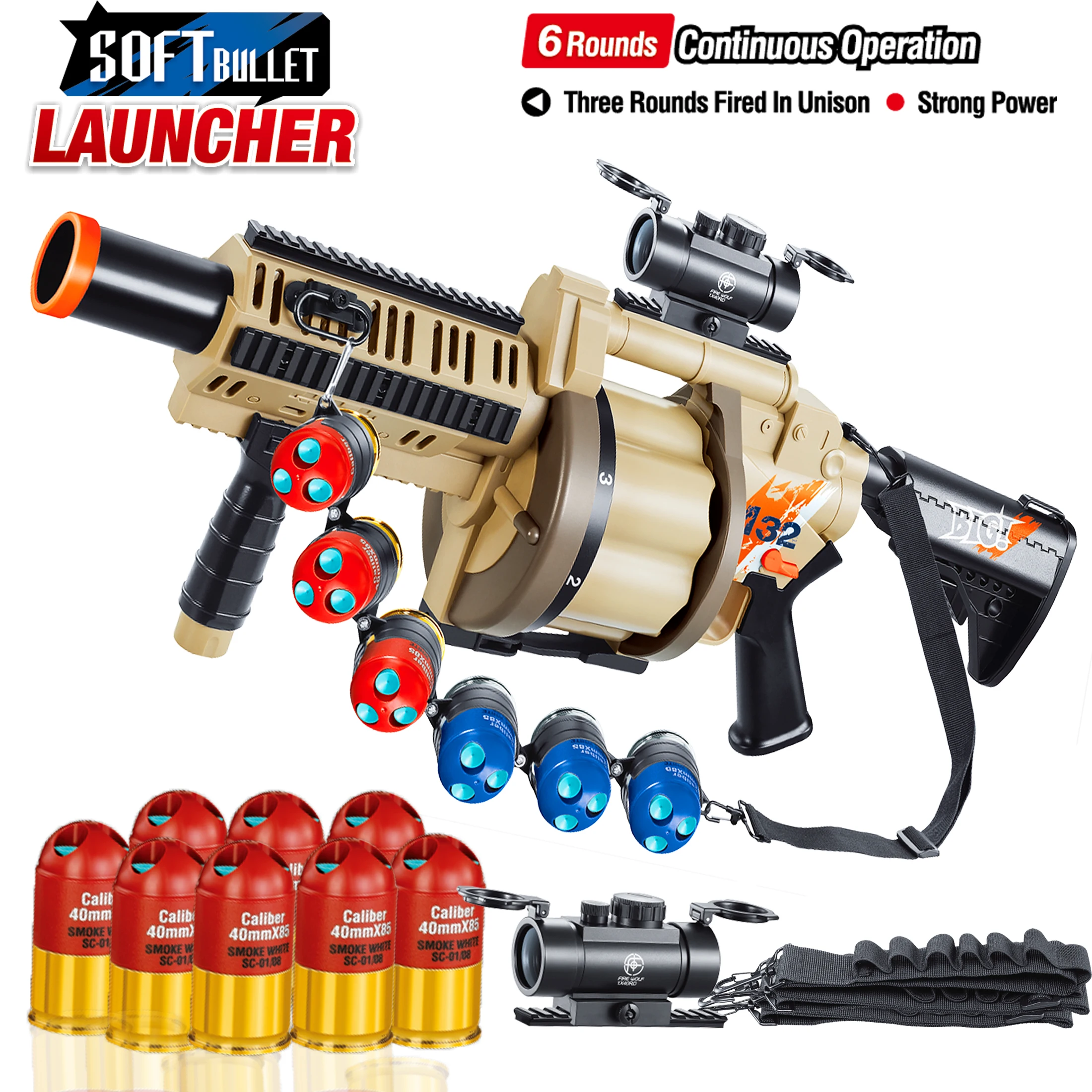 Grenade Launcher Toy Gun Unique Design, Large Magazine, Ejecting Shell, Shoots Soft Bullets - Christmas Gift for Kids 14+ 3