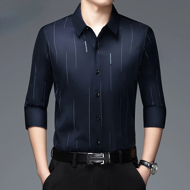 Fashion-Men-Business-Social-Smooth-Shirt-Spring-Autumn-Streetwear-Long ...