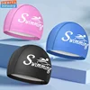 Fashion Swim Caps for Women Men Large Size Long Hair Ear Protection Swimming Caps PU Waterproof Letter Printed Swimming Cap 1