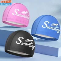 Fashion Swim Caps for Women Men Large Size Long Hair Ear Protection Swimming Caps PU Waterproof Letter Printed Swimming Cap 1
