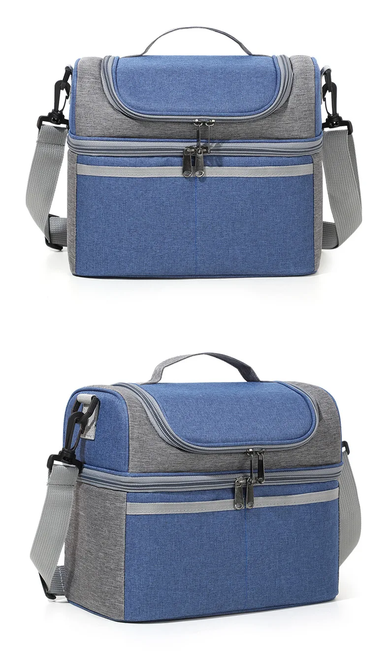 Tragbare, auslaufsichere, isolierte Lunch-Kühltasche – Thermo-Lebensmitteltasche mit Umhängetasche, passend für 2-lagige Bento-Box für Arbeitsreisen – Detail 6