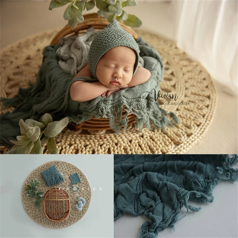 Newborn Baby Photography Props Vintage Rattan Crib Background Mat Wrap Theme Set Fotografia Photoshoot Studio Shoot Photo Props