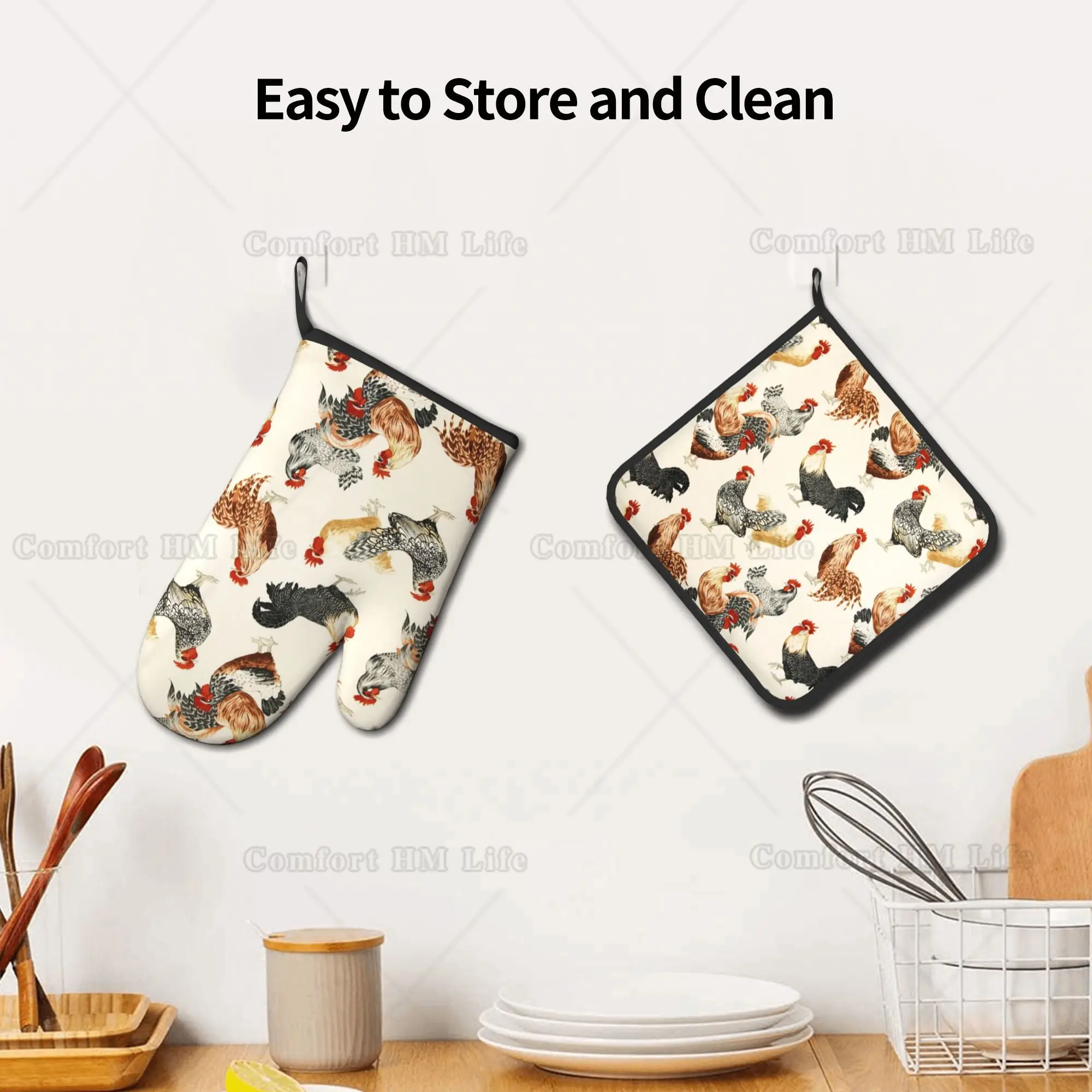 French Farmhouse Animal Kitchen Towel and Pot Holder Set