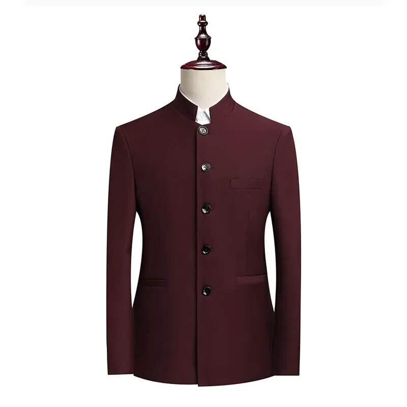 Blazer Men Fashion Gentleman Business Slimming Outdoor Zhongshan Suit Trendy Banquet Host Casual Wedding Stand-up Collar Blazer - 3