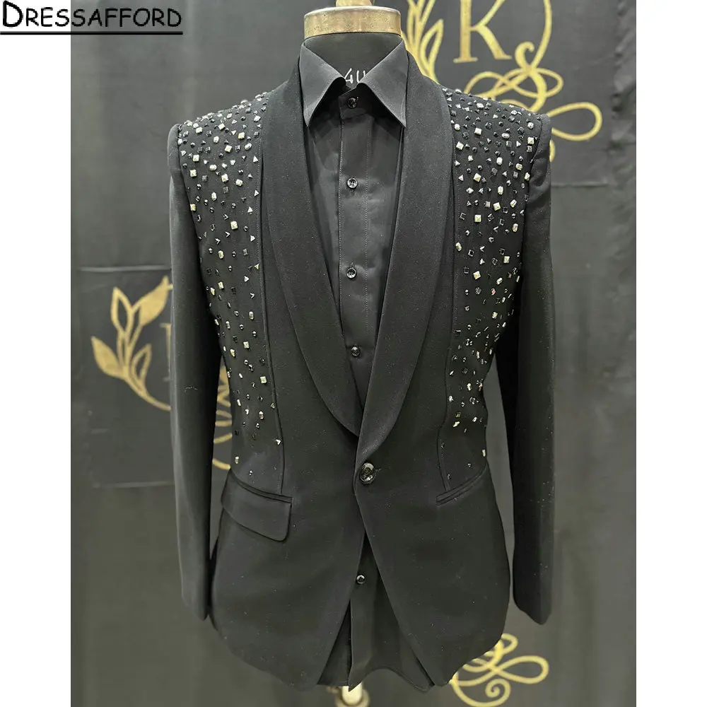 Men's Velvet Trim Weddings ~ Prom ~ Fancy Tuxedo Men's blazer Jacket For Men main image 0