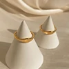 High End PVD Stainless Steel Korean Simple Classic Gold Color Ring For Women Girl Small And Versatile Banquet Jewelry Wholesale 4