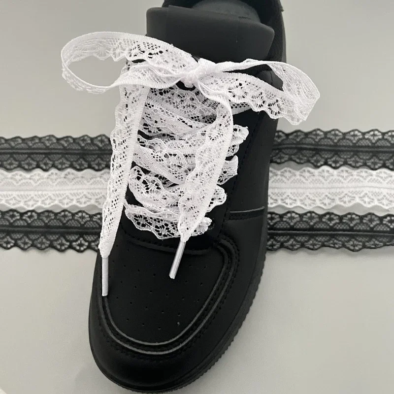 1Pair Cute Lace Shoelaces for Women Girl Shoes Width Flat
