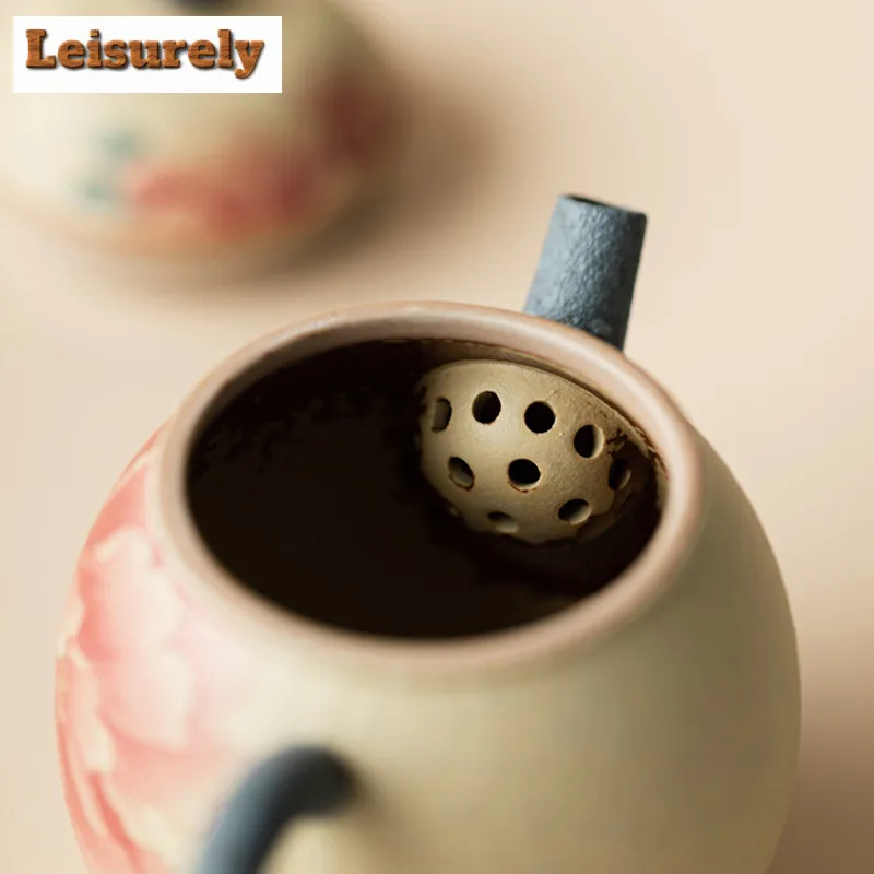 170ml Blue And White Flint Red Dragon Egg Peony Teapot Zen Tea Infuser Pot Tea Brewing Kettle With Ball Hole Tea Items Craft