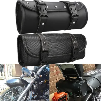 Borsa per attrezzi per forcella anteriore per moto Borsa per rotolo per manubrio universale in ecopelle impermeabile adatta per Harley Sportster Kawasaki Yamaha