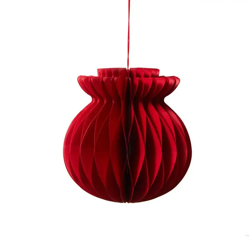 3D Honeycomb Christmas Balls 2026: Hanging Pendants and Red Paper Lantern Ornaments for Xmas Navidad Tree Decor