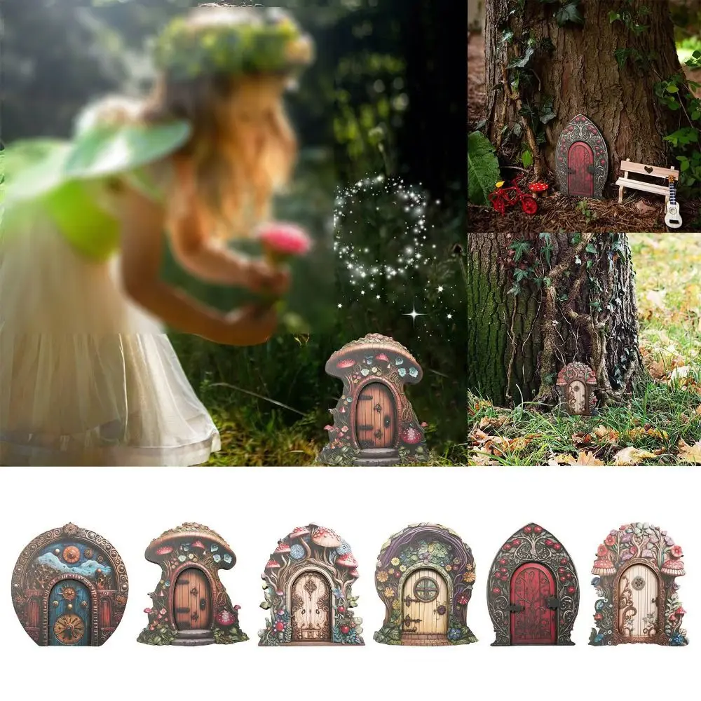 

Мини Пейзаж Сказочный Gnome, дверь, статуэтки, деревянное ремесло, дверь, миниатюрная дверь ручной работы, волшебные сады двери, украшение для сада