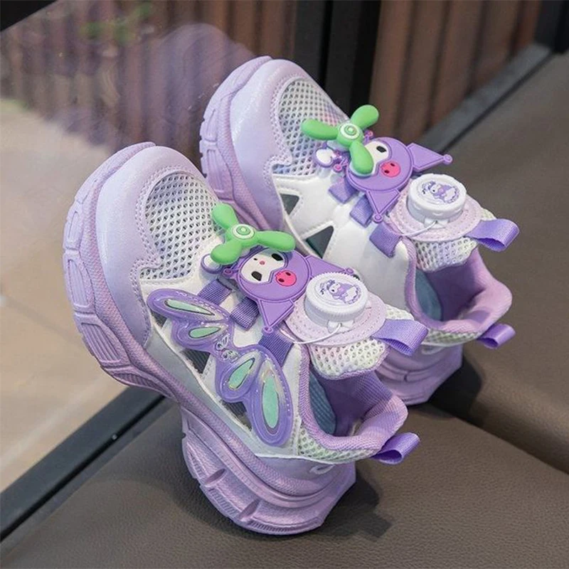 

Summer Kuromi Anime Kawaii Sanrio Rotating Button Casual Shoes Summer Cute Children Fashion Breathable Sports Sneakers Gifts