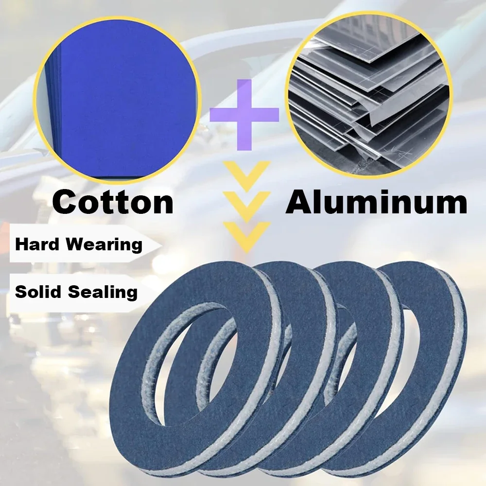 Oil Drain Plug Gasket Oil Drain Plug Seal Washer Sealing Washers Engine Gasket Set Aluminum Oil Drain Plug Gaskets 90430-12031 for Toyota Lexus Oil Pan Bolt Washer Automotive Engine Sealing Replacement Parts