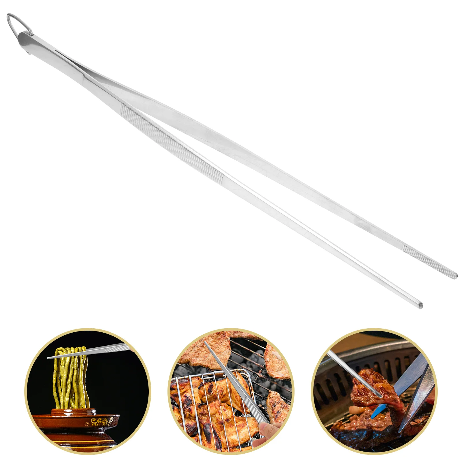 

Stainless Steel BBQ Tweezer Western Food Tong Metal Food Tong Reusable Restaurant Food Tweezer Kitchen Supply Accessory