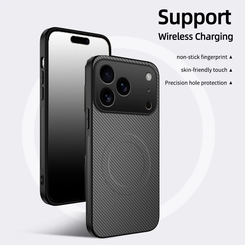 Premium Matte Carbon Fiber Magnetic Phone Case with Magsafe Charging