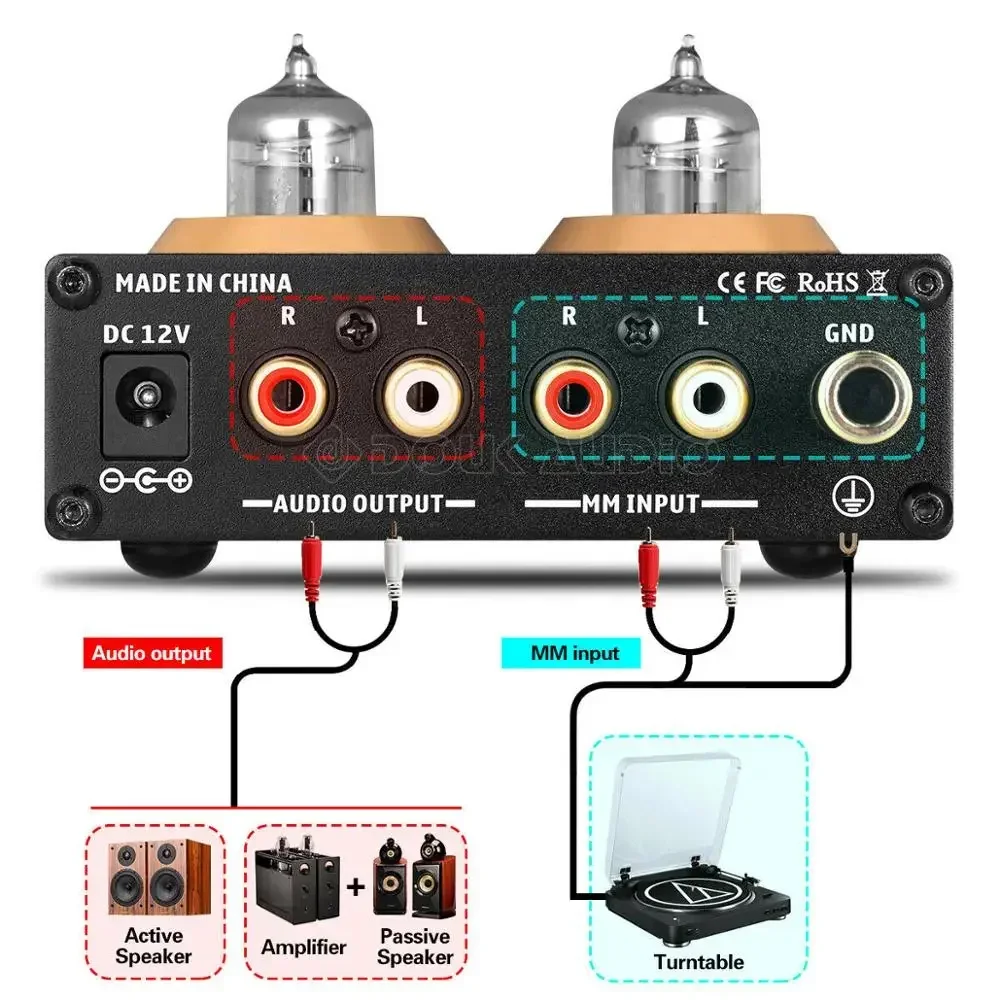 Douk Audio-mini Hifi Phono Stage Turntable Preamp Áudio Stereo Preamplifier Vacuum Tube - Image 3