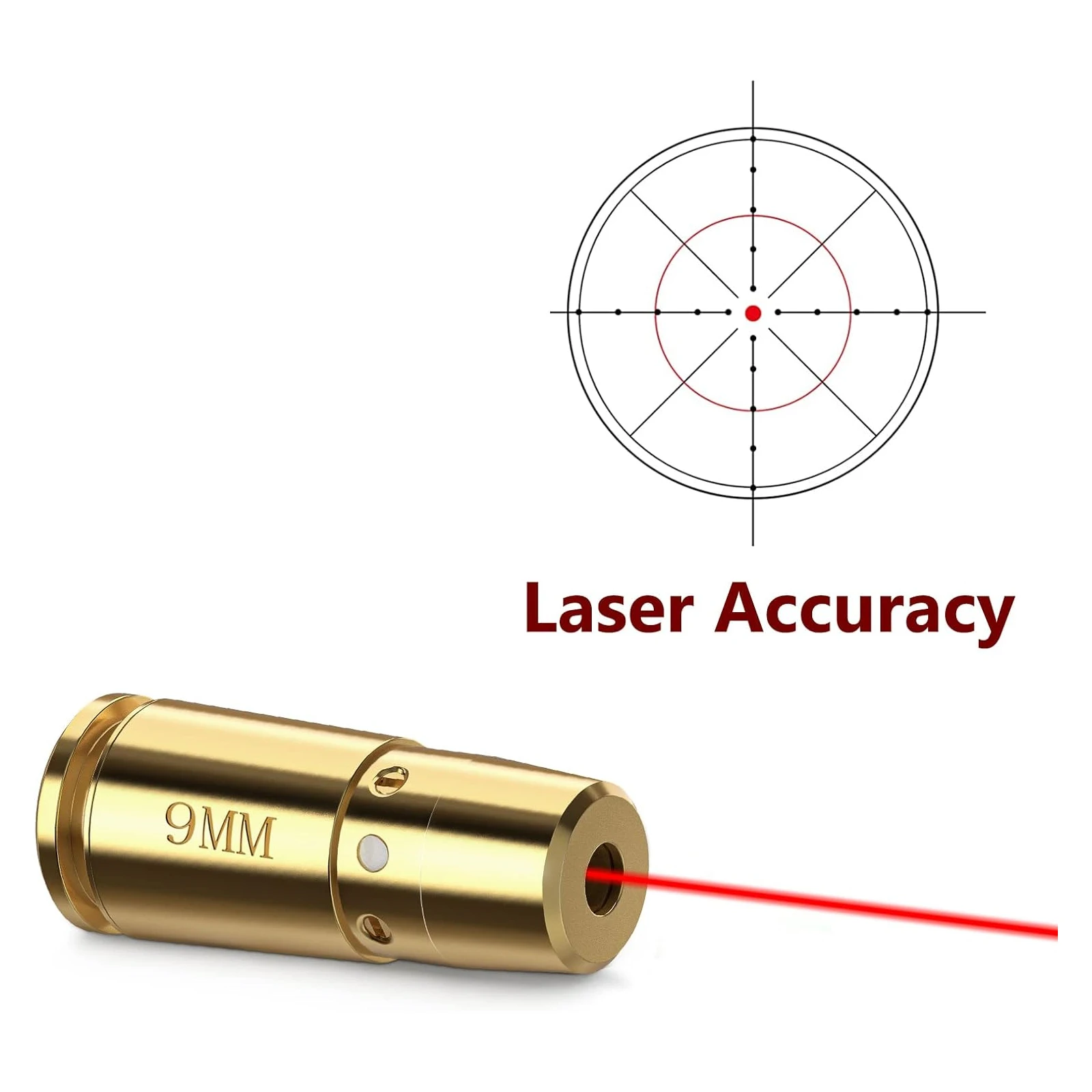 Bore Sight 9mm Red Laser Zeroing Boresighter With 3 Sets of Extra Batteries