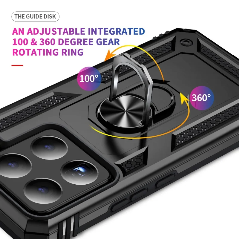 Shockproof Armor Bumper Case with Car Magnetic Holder Ring and Enhanced Protection