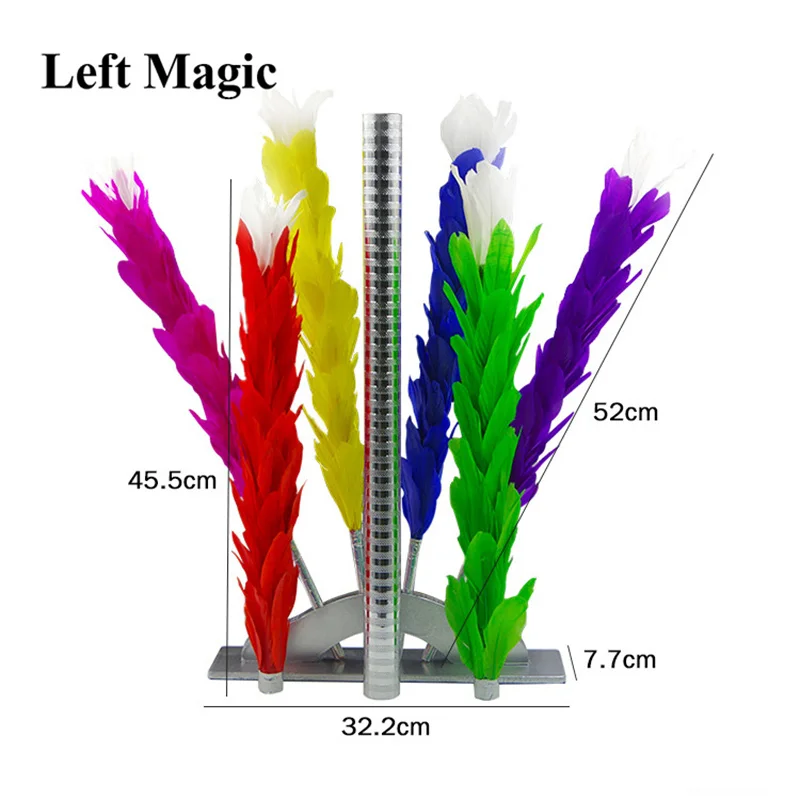 색상 변경 깃털 먼지 떨이 마술 트릭 지팡이 나타나는 색상 변경 꽃 무대 Magia Wand Magie Illusion Gimmick Props