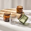 60pcs Custom Logo&Packaging 100ml Scented Candle Jar with Cork Lid Amber Green Grey Clear Glass Empty jars 1