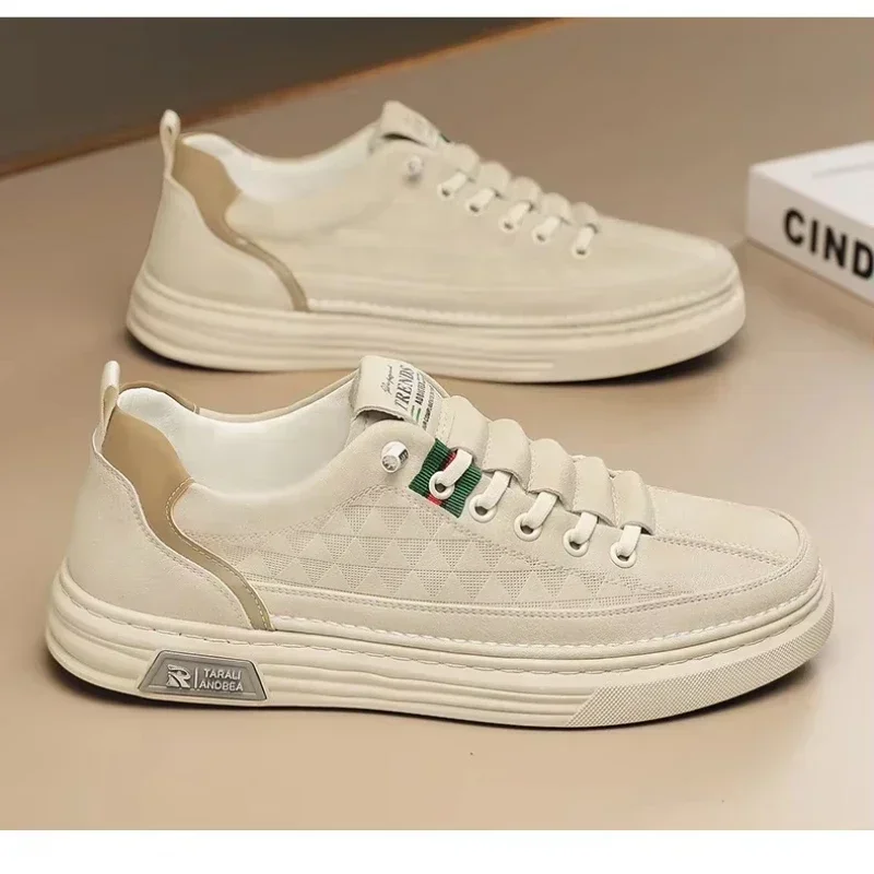 Upgrade your style with Men's Vulcanize Shoes 2025 White Leather Casual /Shoes 5