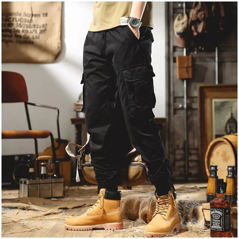 Men Cargo Pants Multi-Pocket Military Tactical Joggers Cotton Male