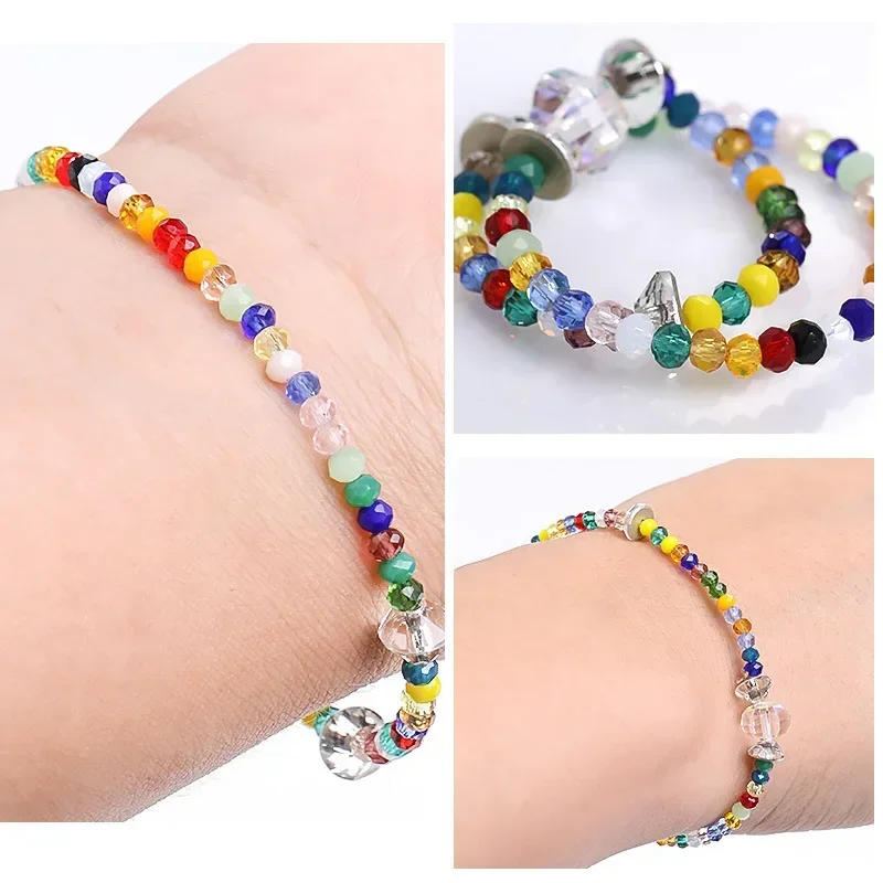 50pcs/lot Rondell Austria Faceted Crystal Beads Round Glass Beads Loose Spacer Beads for Jewelry Making Bracelet DIY Accessories