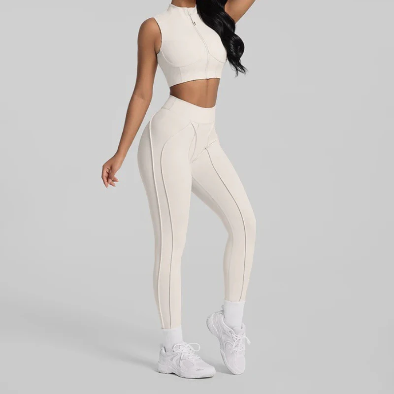 “Ayla” Zip Up Vest and Leggings Activewear Set - Image 4