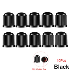 Durable Black Dome - Shaped Tire Valve Caps with O - Ring Seal - Universal Fit (Black - 10Pcs)