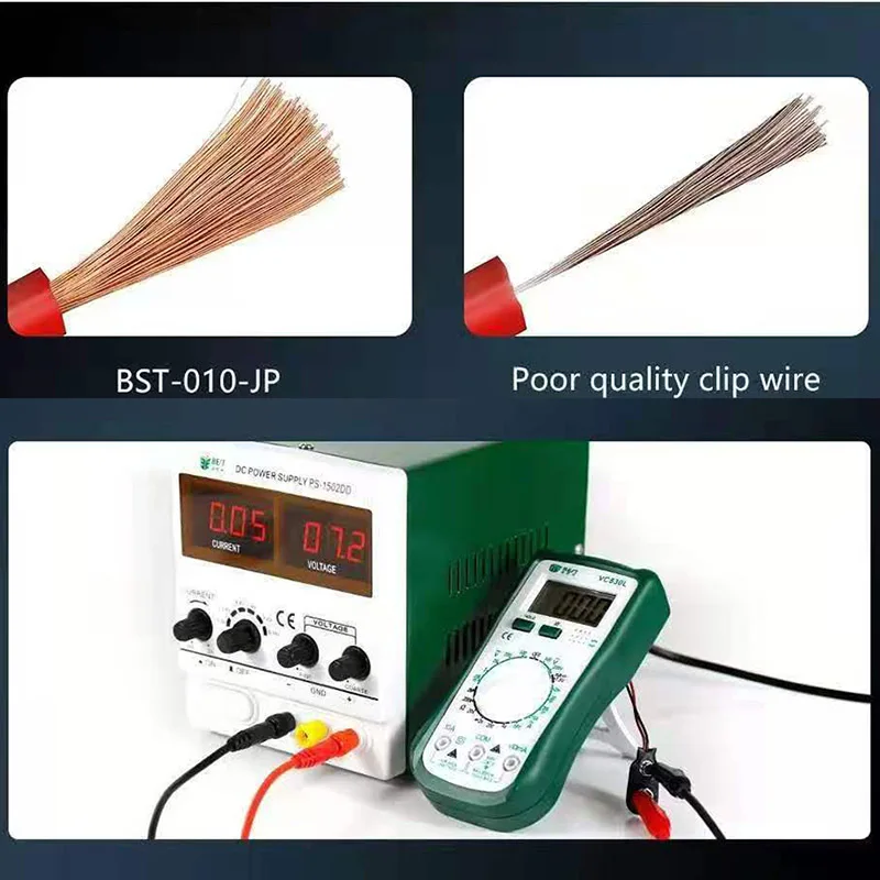 BST-010 JP Silicone Two Clamp Power Cord Probe Superconducting Probe Accurate Measurement Test Leads Crocodile Clip Tools Kits