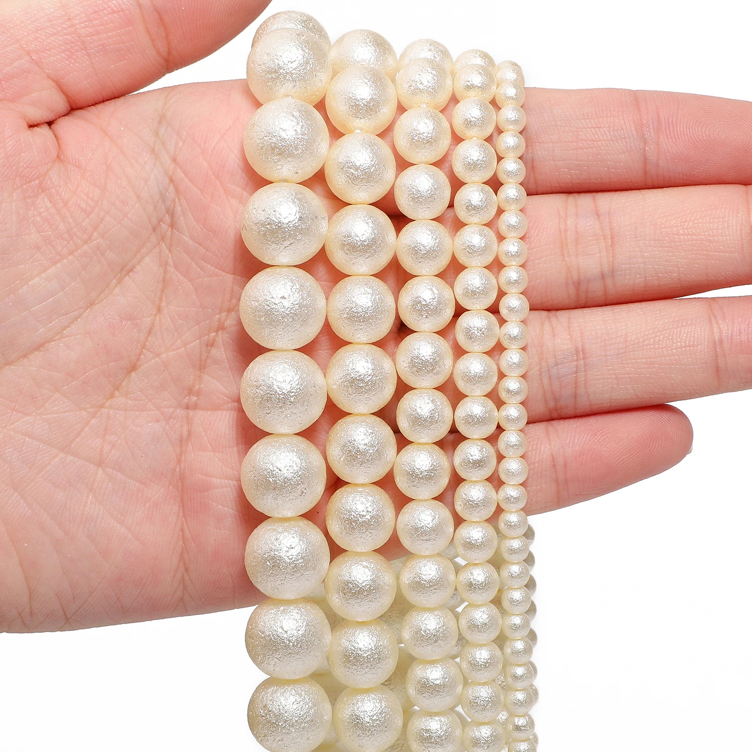 Elegant White and Pink Wrinkled Imitation Pearl Glass Beads - Perfect for DIY Jewelry and Accessories