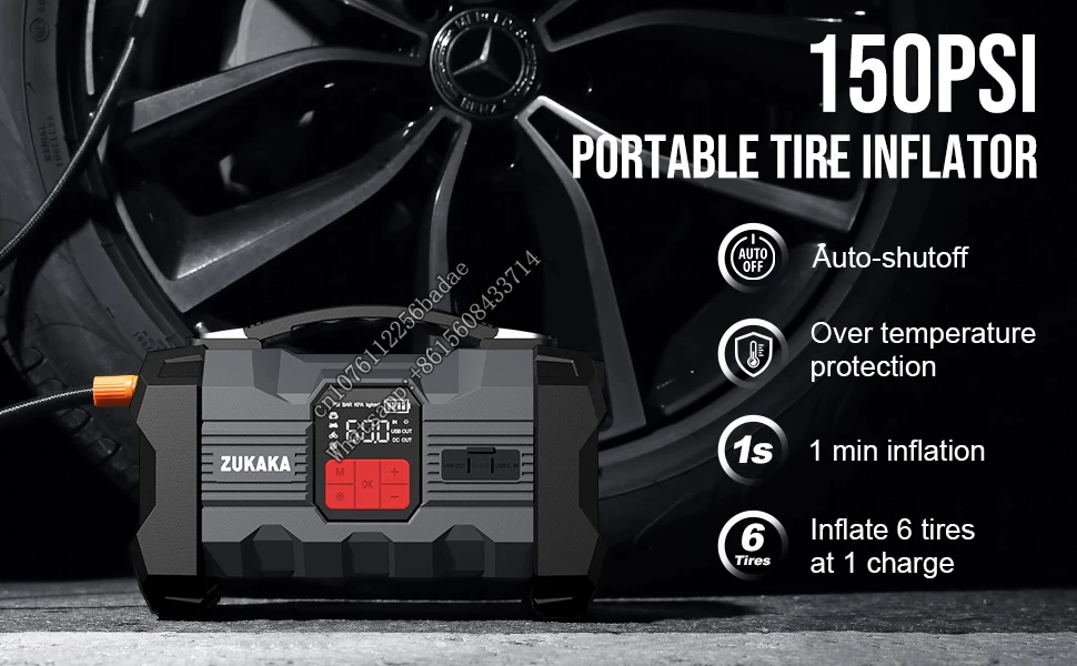 12v 20000mah car jump starter power bank portable kit and with inflator