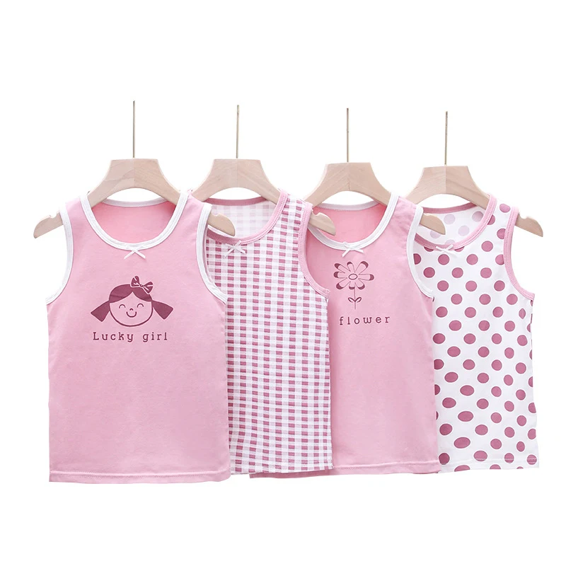 Summer Girls Cartoon Tank Top Children's Sets Wear Cotton Crewneck Vest Strappy Tops Briefs Boxer Shorts Kid 3-8 Years Old