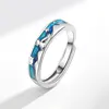 WYEAIIR Romantic Valentine's Day Gift 925 Sterling Silver Blue Glazed Prince Fox Resizable Opening Ring For Lovers Jewelry 6