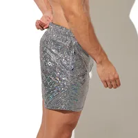 150g Mens Summer Beach Shorts Plus Size Glittering Swimming Boxer Underpants 100% Polyester Solid Plaid String Board Short 2