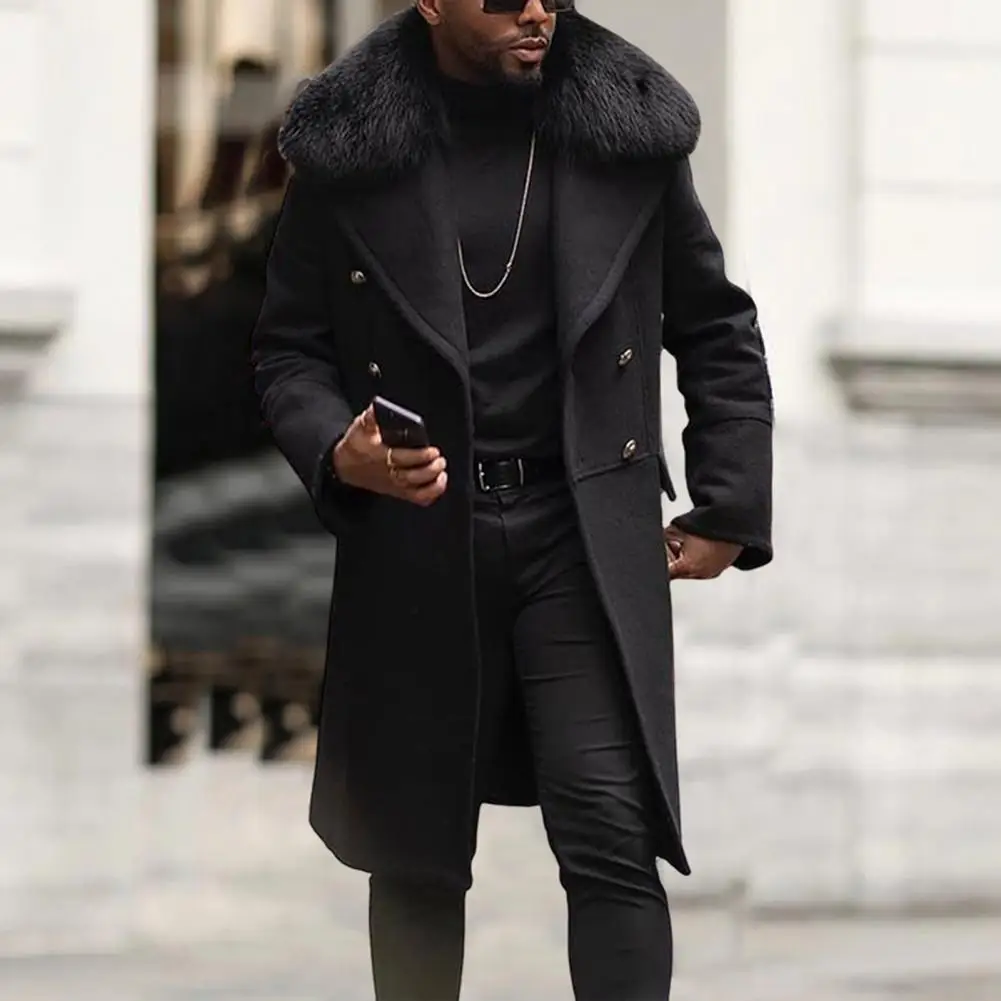 

Трендовая мужская куртка с длинным рукавом, мужское пальто в британском стиле, ветрозащитная верхняя одежда на пуговицах, шерстяное пальто