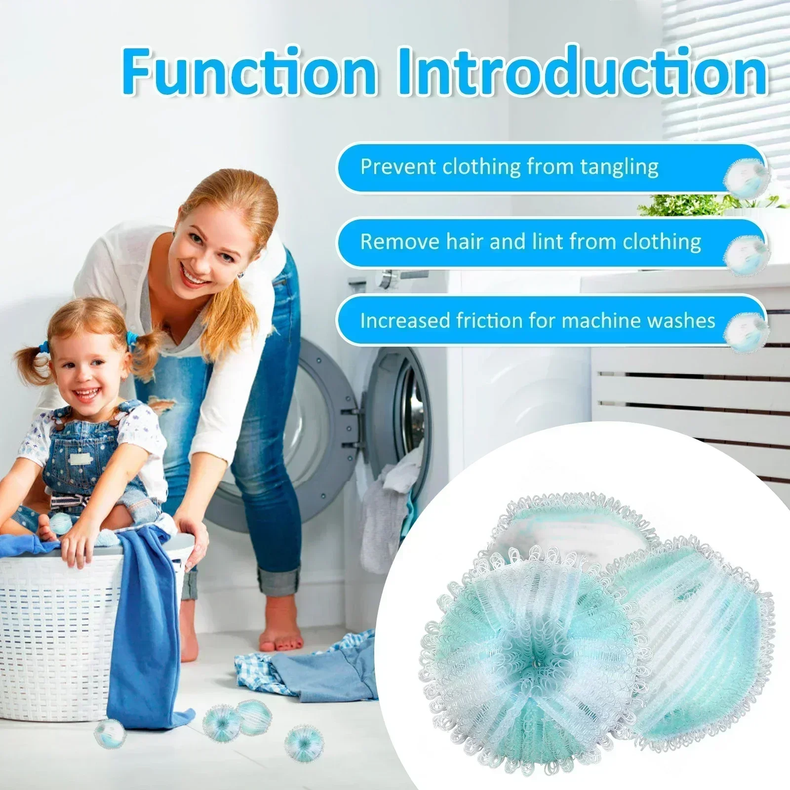 16Pcs Laundry Pet Hair Remover Reusable Washing Hair Catcher Floating Pet Removal Balls Lint Remover Balls Easy to Use New